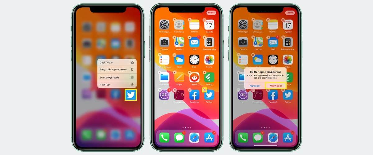 iPhone loopt vast app verwijderen