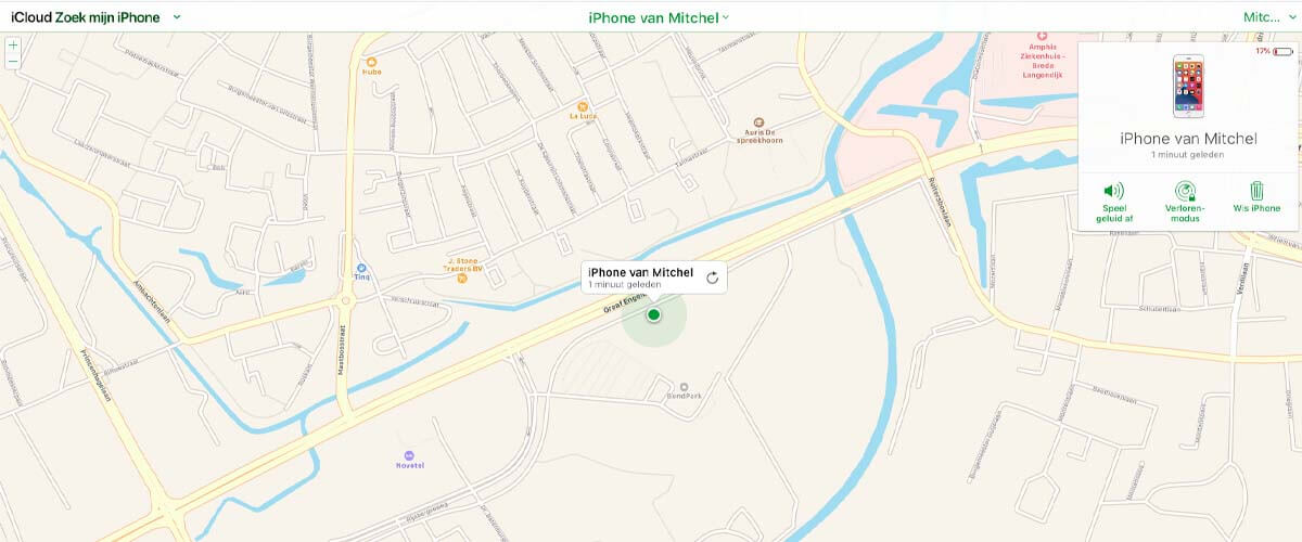 iPhone op kaart bekijken via Zoek Mijn iPhone