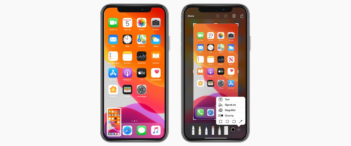 iPhone screenshot opslaan en bewerken