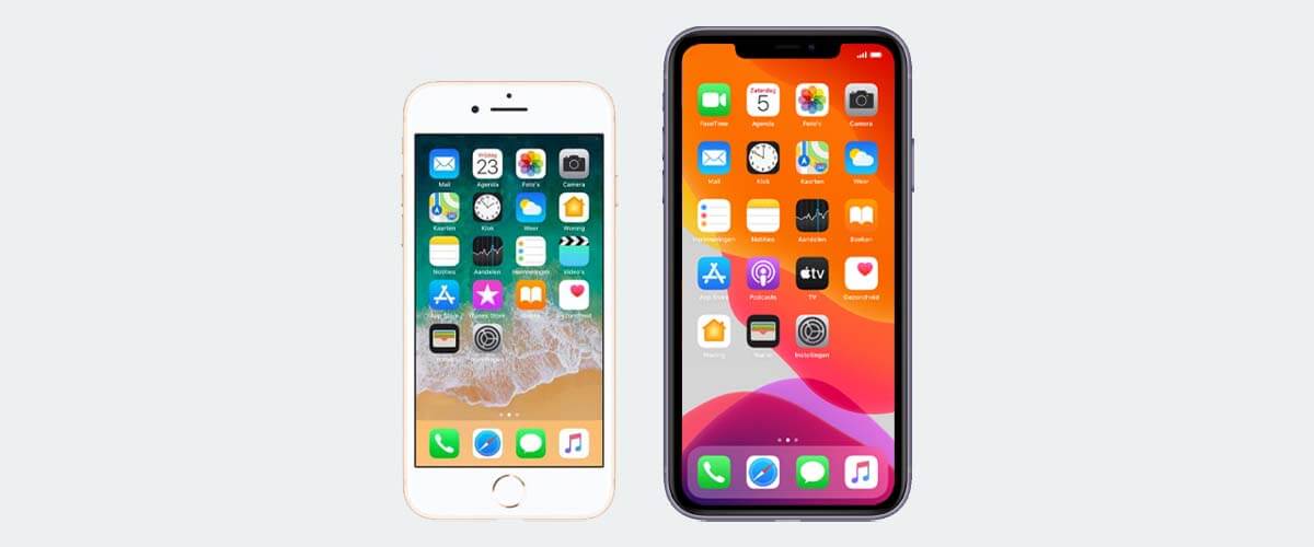 Verschil iPhone 8 en iPhone 11 afmetingen en design