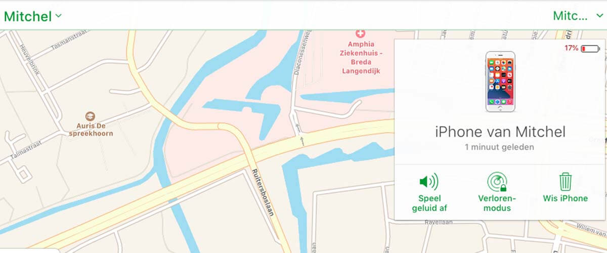 Geluid afspelen via Zoek Mijn iPhone