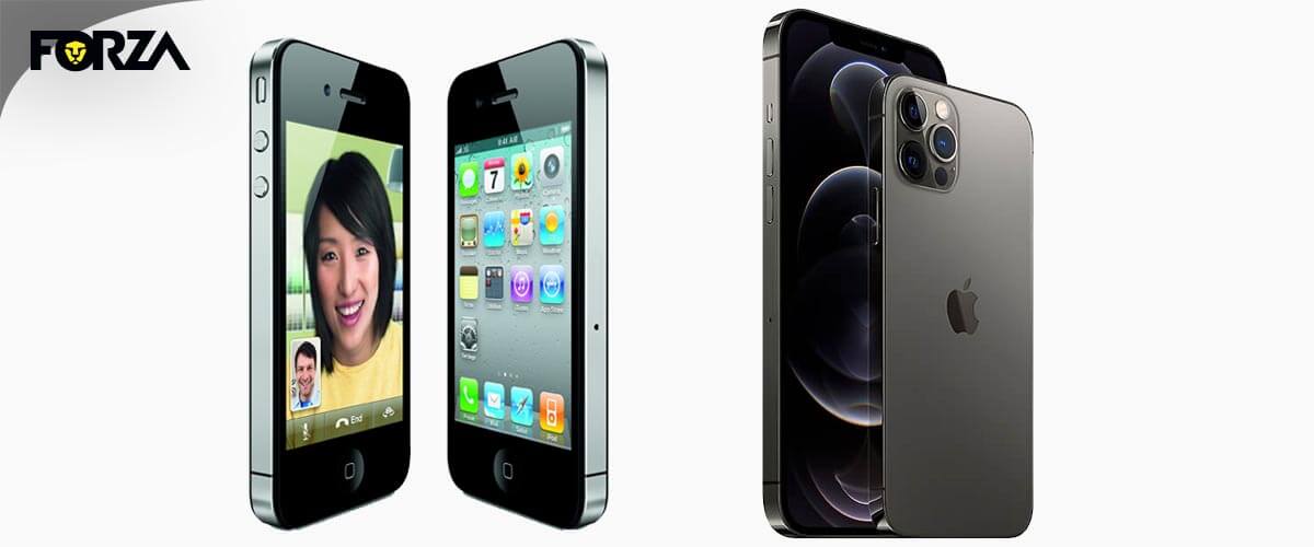 iPhone 4 en iPhone 12 Pro uiterlijke gelijkenissen