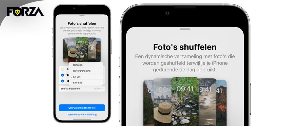 toegangsscherm iphone aanpassen foto's shuffelen