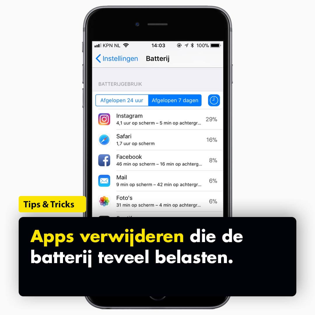 Batterij iPhone snel leeg door apps