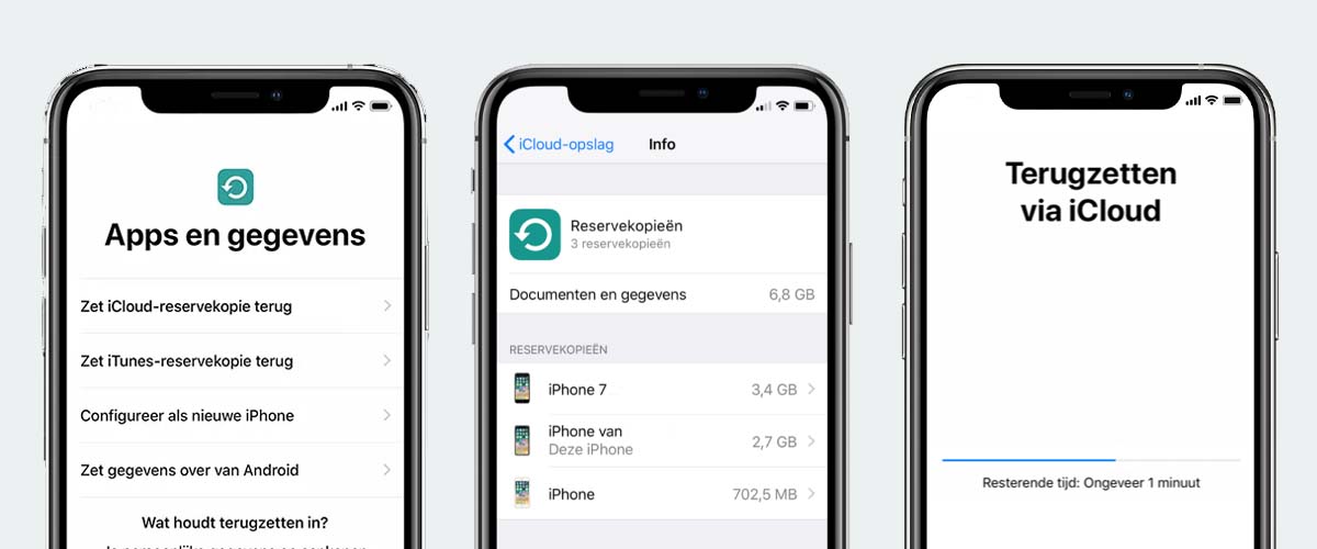 iCloud reservekopie terugzetten