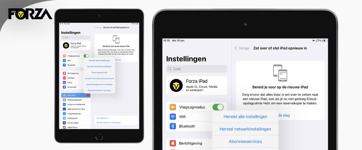 iPad terug naar fabrieksinstellingen gedeeltelijk