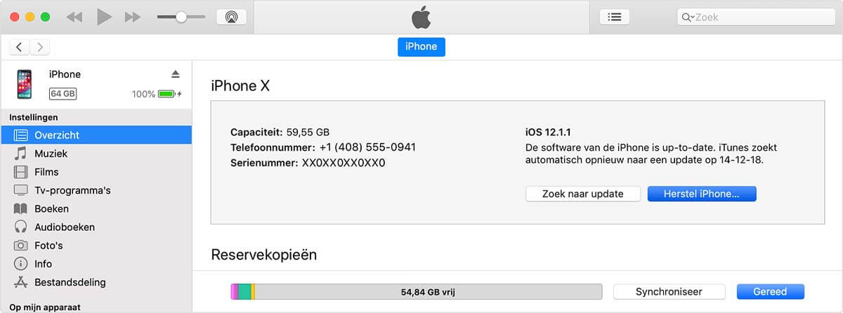 iPhone of iPad herstellen via iTunes