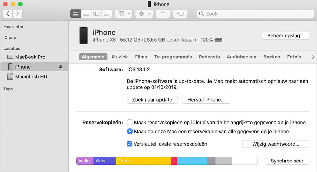 iTunes reservekopie maken