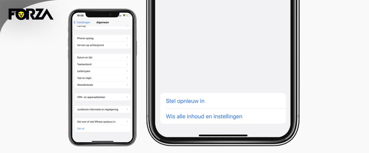 iPhone terugzetten naar fabrieksinstellingen