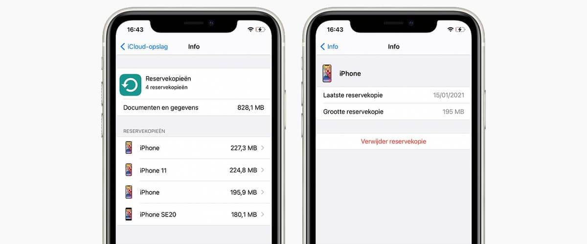 Reservekopie uit iCloud verwijderen