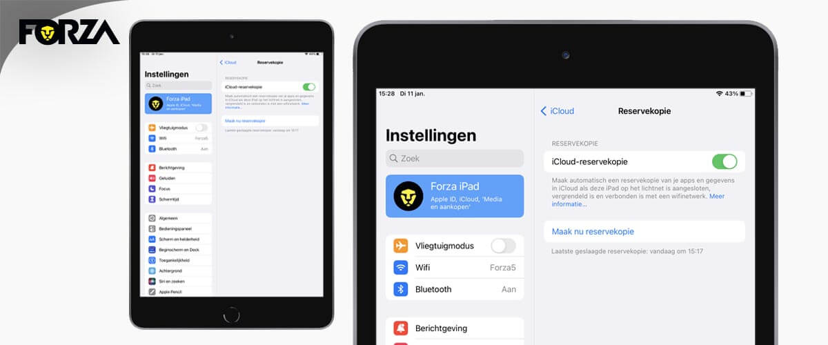 Reservekopie iPad maken inschakelen