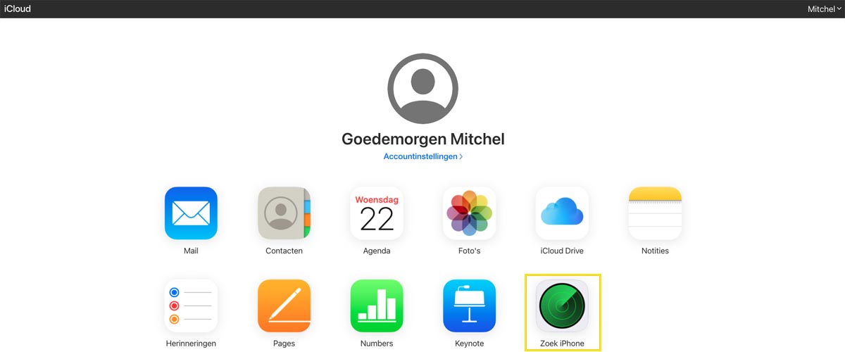 Inloggen bij iCloud met Apple ID