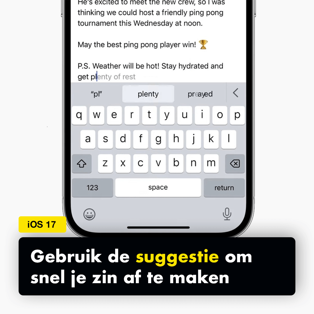 iOS 17 release date toetsenbord suggestie