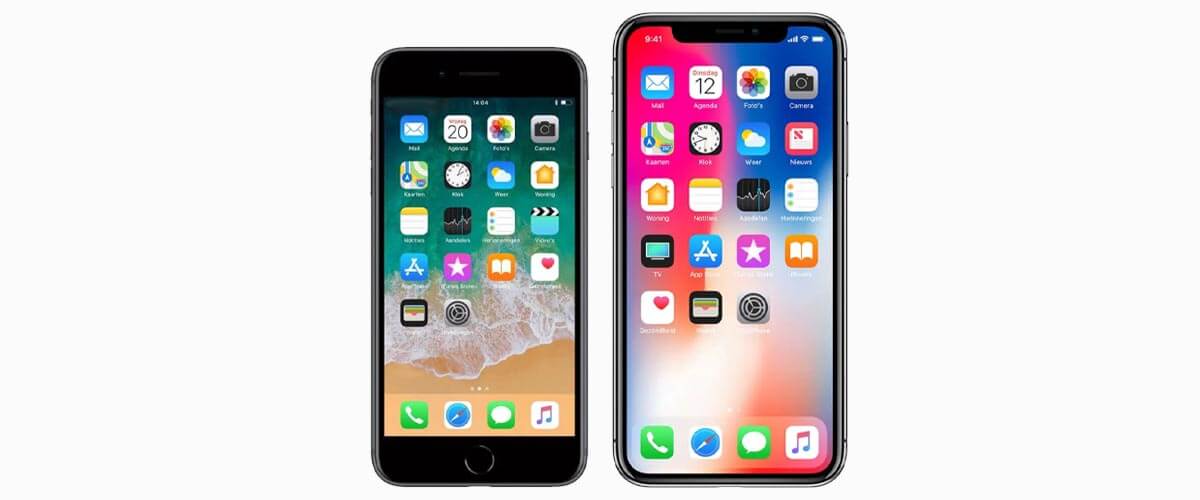 Voorkant iPhone 8 en iPhone X