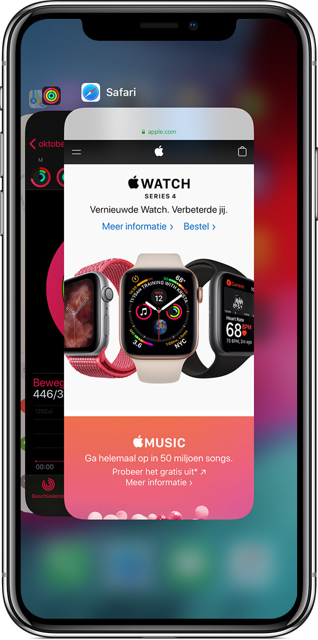 iPhone X wisselen tussen schermen